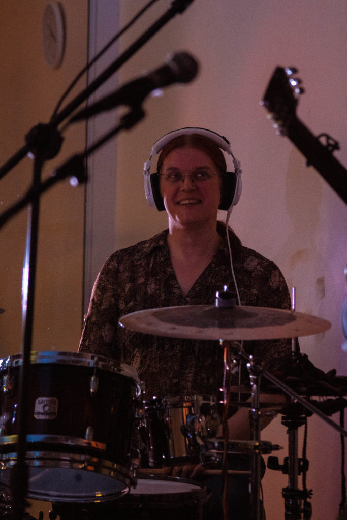 Mina Neilson playing drums